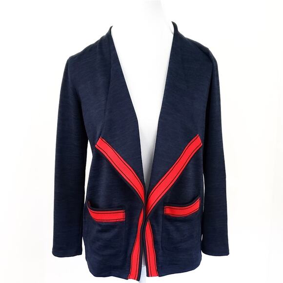 Talbots Navy, Red Open Front Cardigan Sweater SMALL Petite Layering  SP - Picture 1 of 7